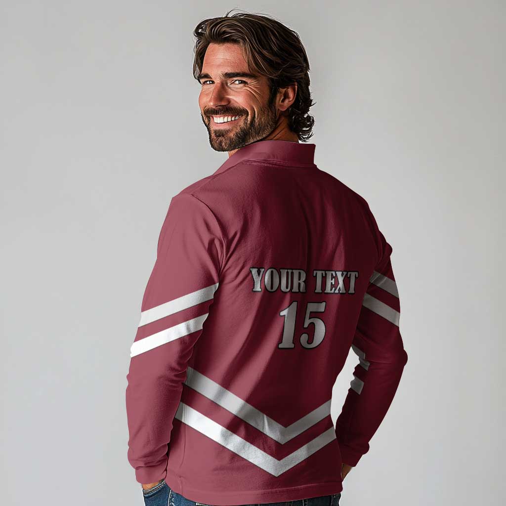 Custom Latvia Ice Hockey 2026 Long Sleeve Polo Shirt Never Backs Down