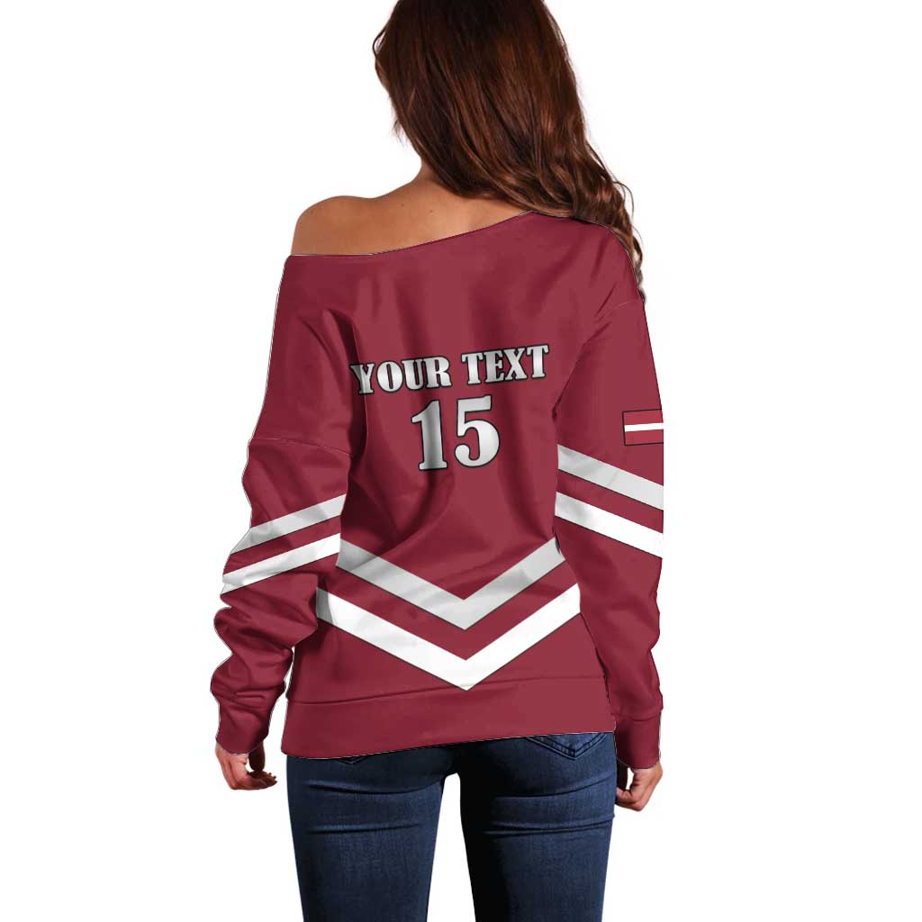 Custom Latvia Ice Hockey 2026 Off Shoulder Sweater Never Backs Down