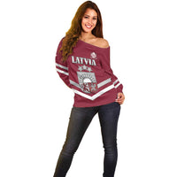 Custom Latvia Ice Hockey 2026 Off Shoulder Sweater Never Backs Down