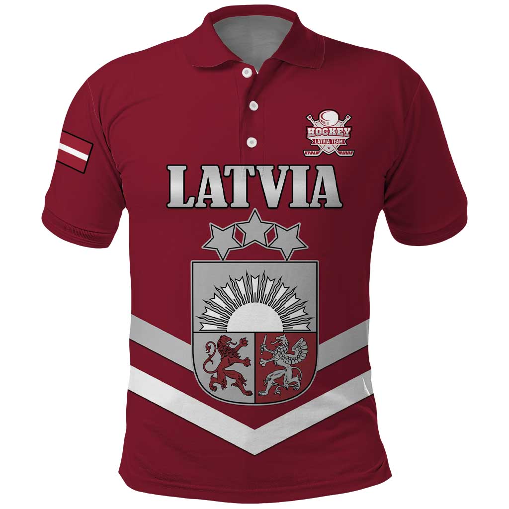 Custom Latvia Ice Hockey 2026 Polo Shirt Never Backs Down