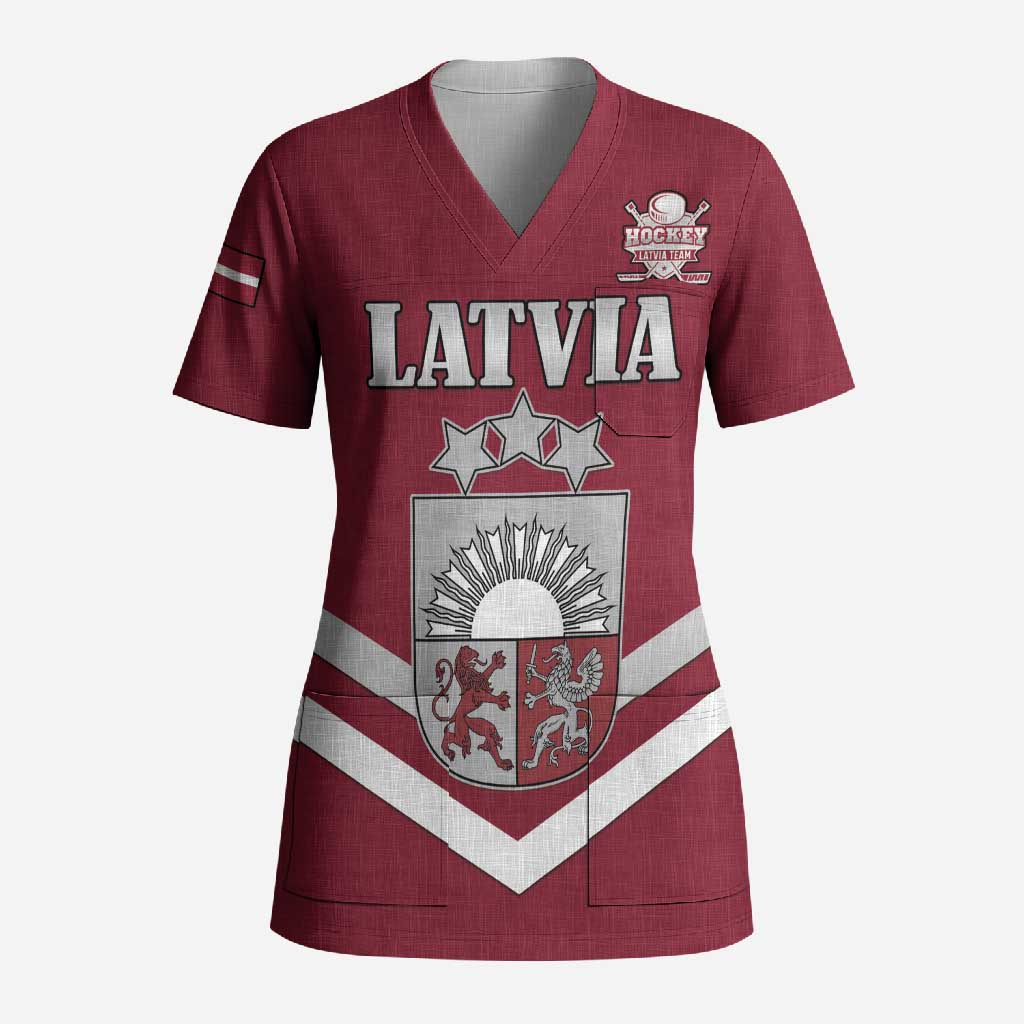 Custom Latvia Ice Hockey 2026 Scrub Top Never Backs Down