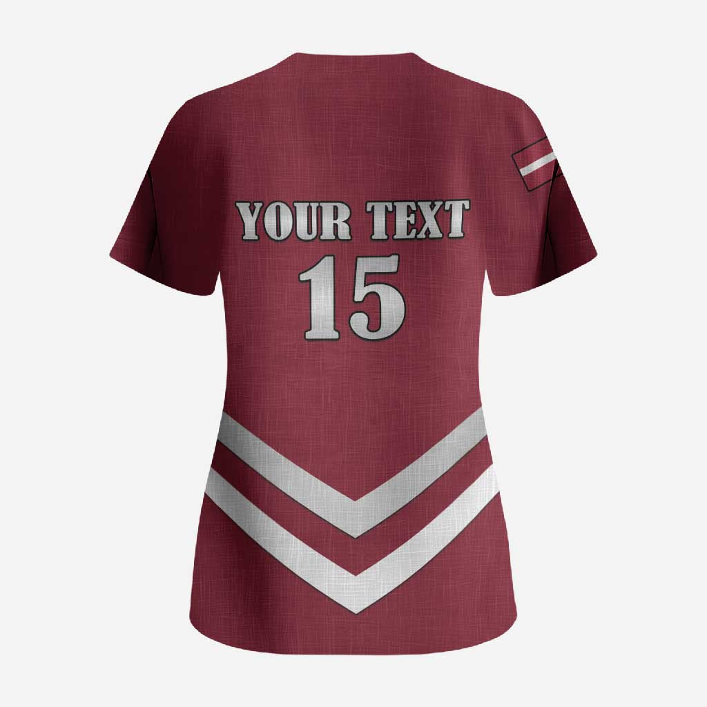 Custom Latvia Ice Hockey 2026 Scrub Top Never Backs Down