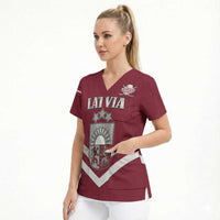 Custom Latvia Ice Hockey 2026 Scrub Top Never Backs Down