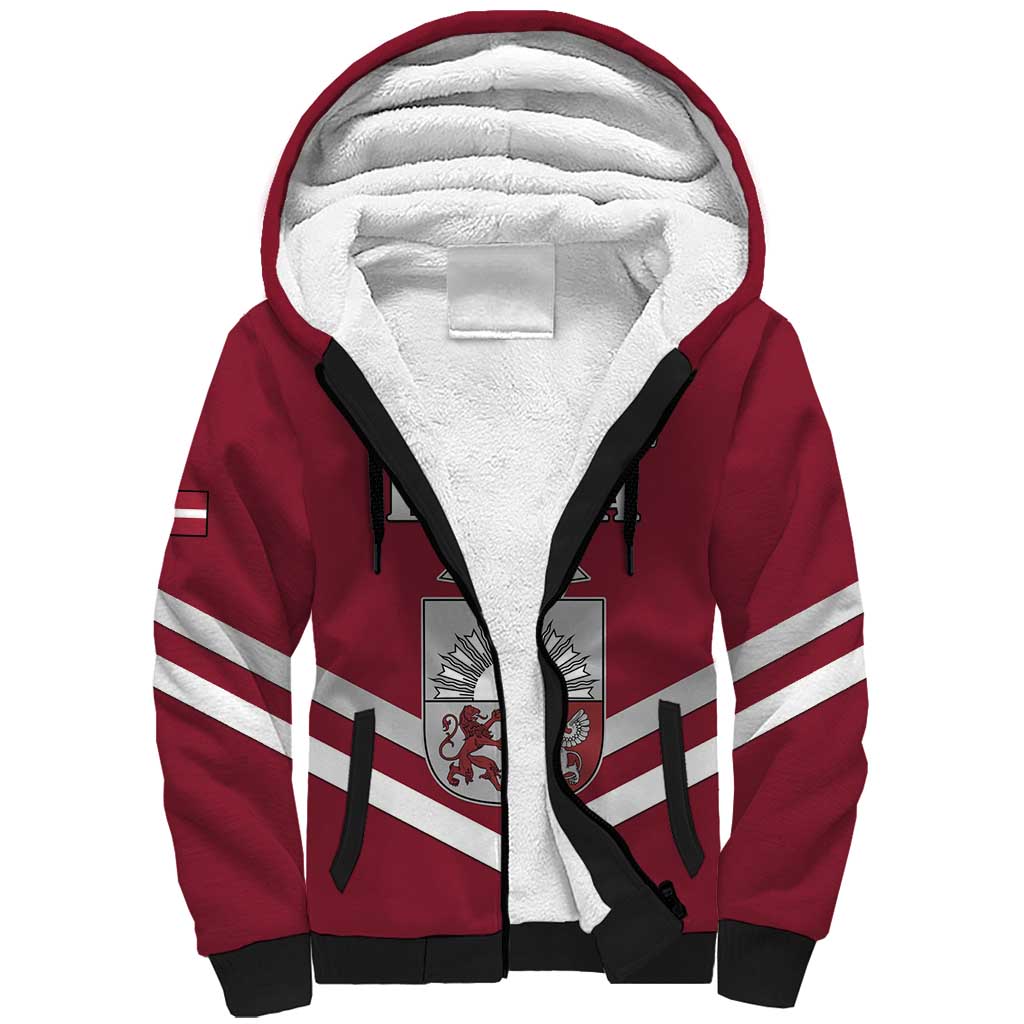 Custom Latvia Ice Hockey 2026 Sherpa Hoodie Never Backs Down