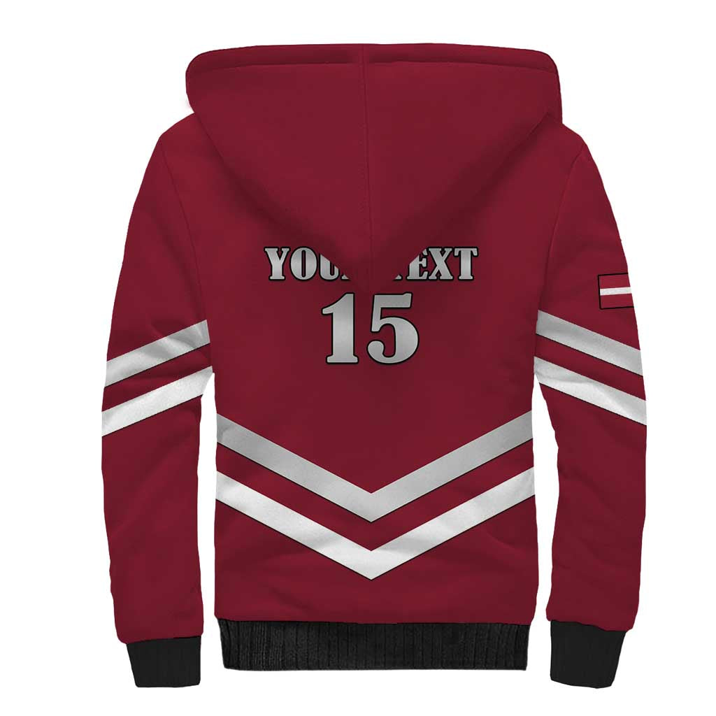 Custom Latvia Ice Hockey 2026 Sherpa Hoodie Never Backs Down