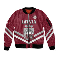 Custom Latvia Ice Hockey 2026 Sleeve Zip Bomber Jacket Never Backs Down