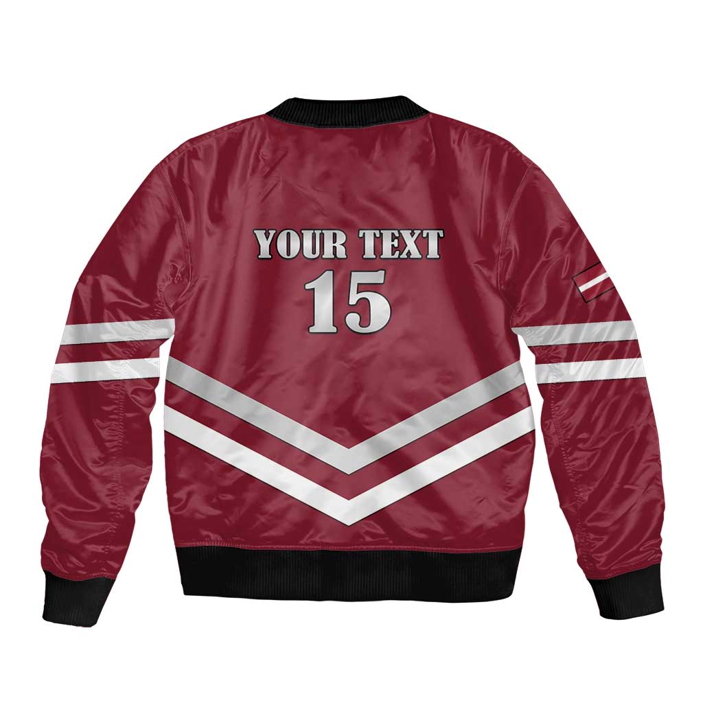 Custom Latvia Ice Hockey 2026 Sleeve Zip Bomber Jacket Never Backs Down