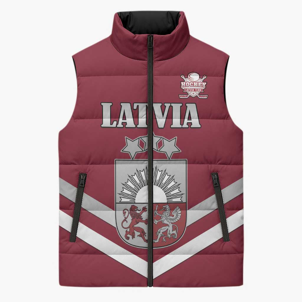Custom Latvia Ice Hockey 2026 Sleeveless Puffer Jacket Never Backs Down