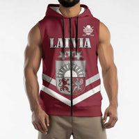 Custom Latvia Ice Hockey 2026 Sleeveless Zip Hoodie Never Backs Down