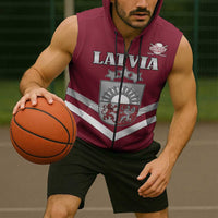 Custom Latvia Ice Hockey 2026 Sleeveless Zip Hoodie Never Backs Down