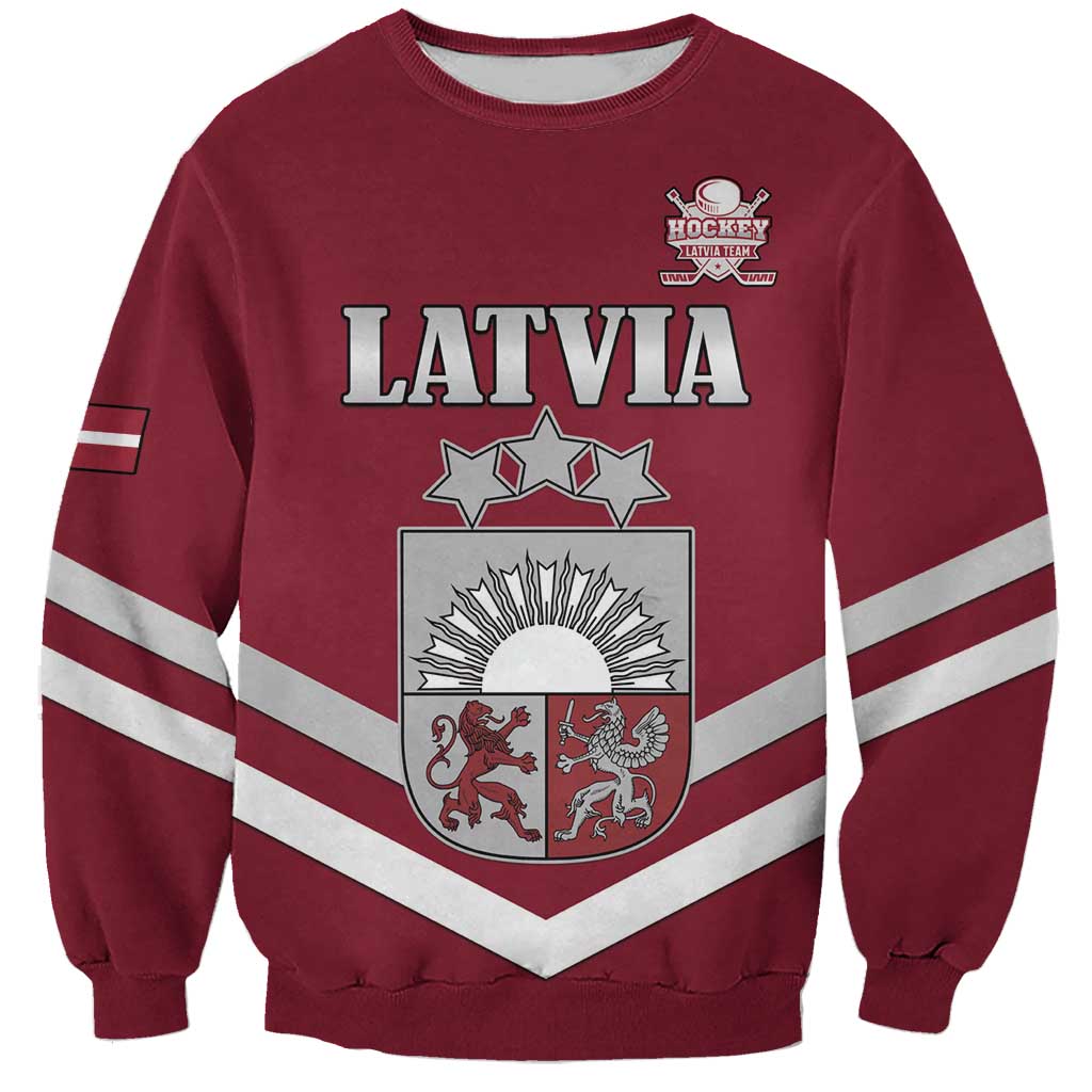 Custom Latvia Ice Hockey 2026 Sweatshirt Never Backs Down