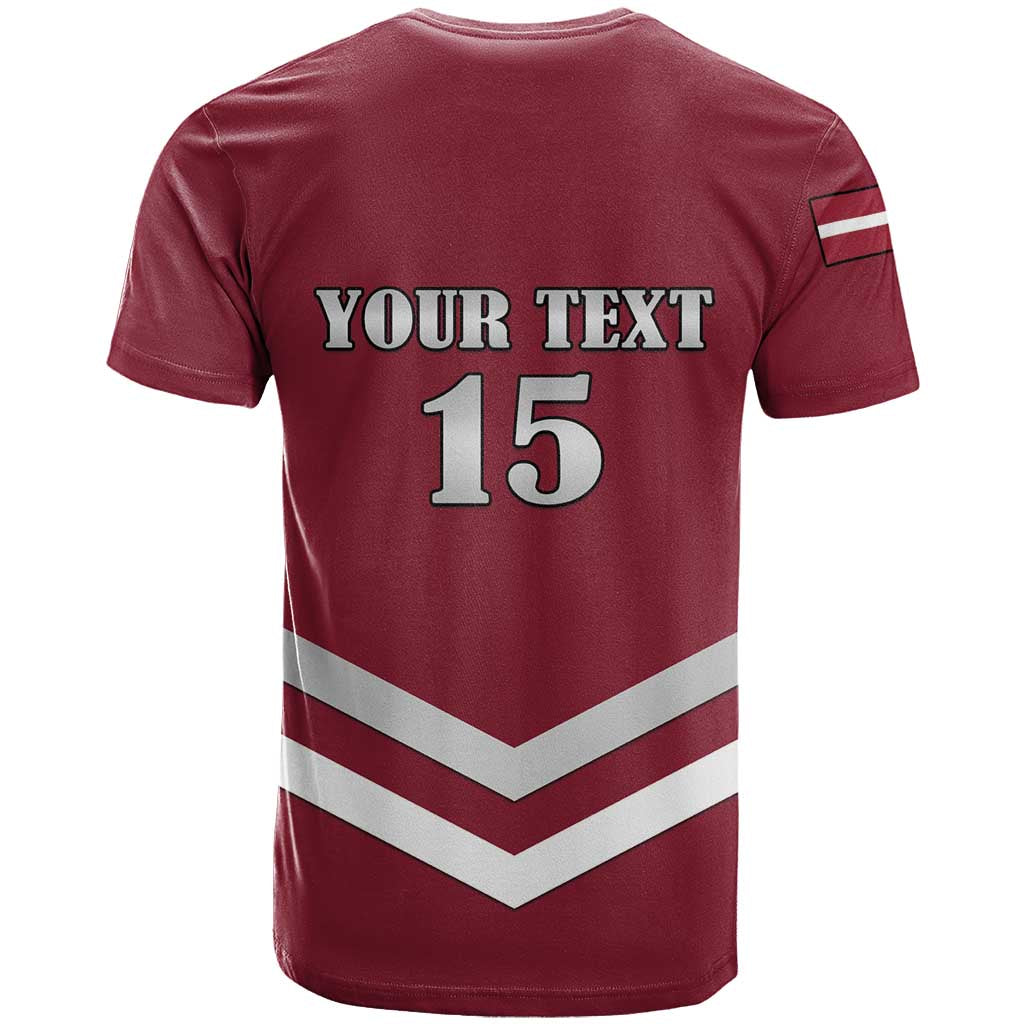Custom Latvia Ice Hockey 2026 T Shirt Never Backs Down
