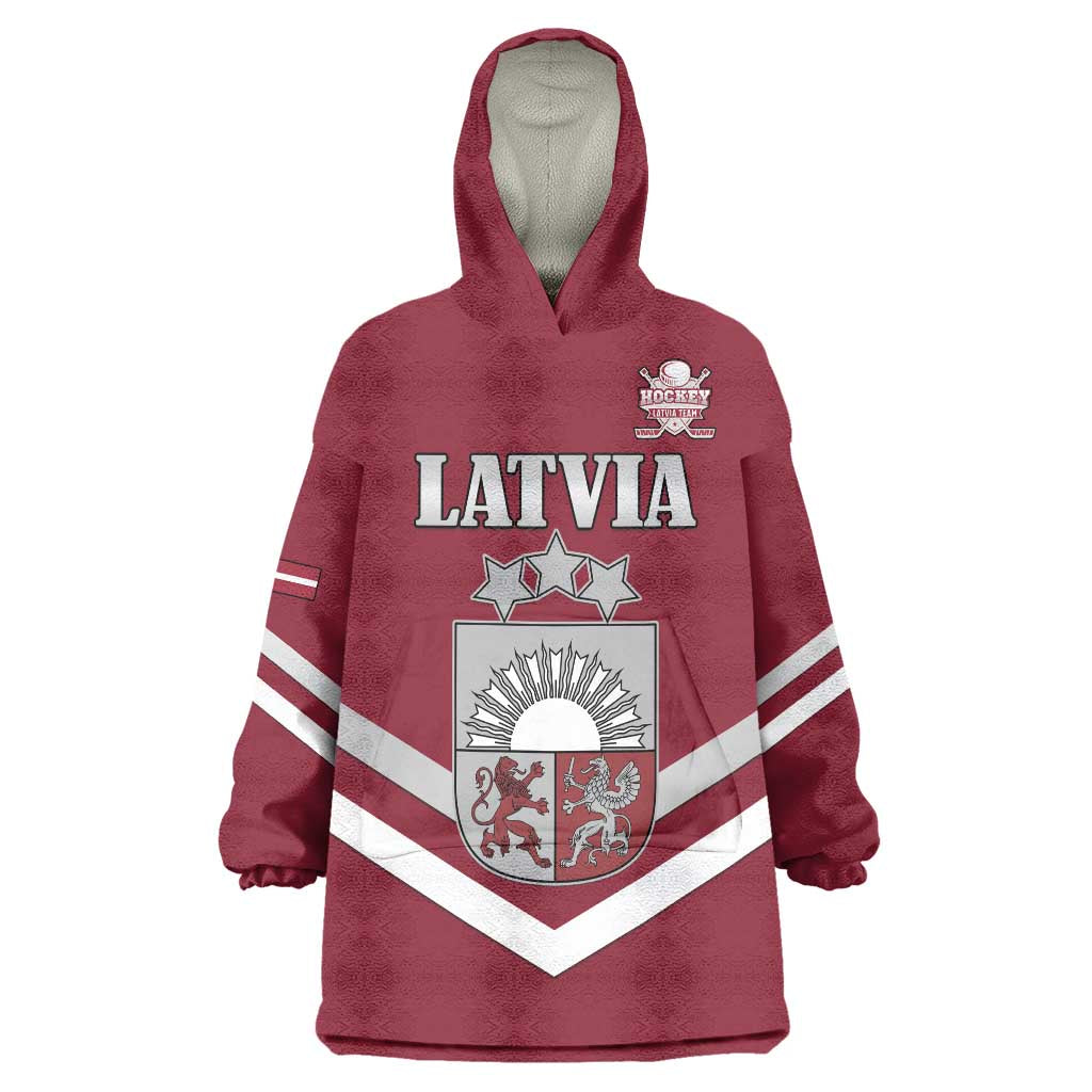 Custom Latvia Ice Hockey 2026 Wearable Blanket Hoodie Never Backs Down