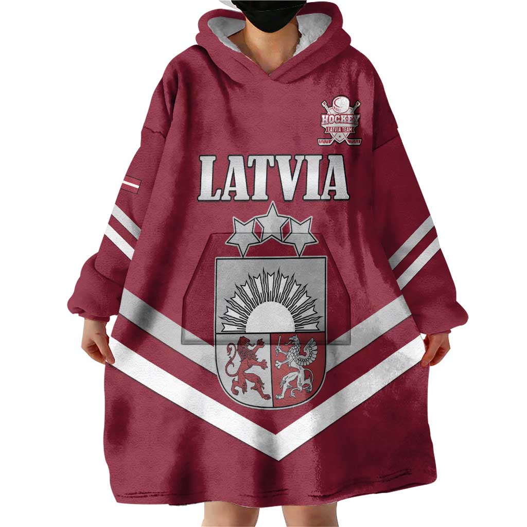 Custom Latvia Ice Hockey 2026 Wearable Blanket Hoodie Never Backs Down