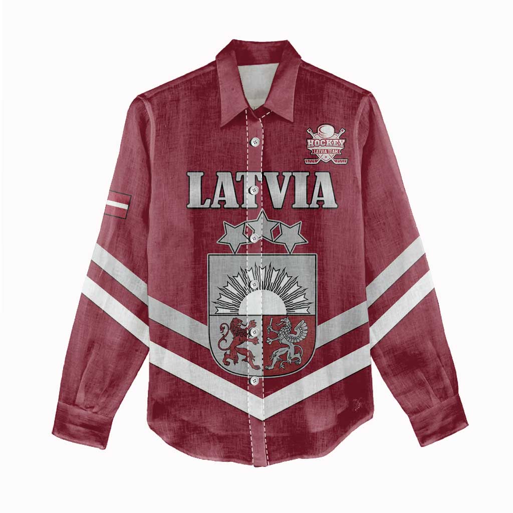 Custom Latvia Ice Hockey 2026 Women Casual Shirt Never Backs Down