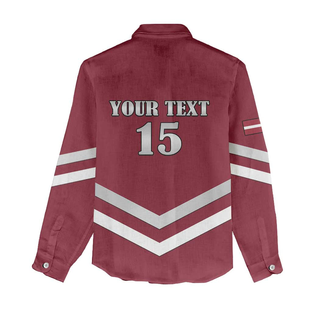 Custom Latvia Ice Hockey 2026 Women Casual Shirt Never Backs Down