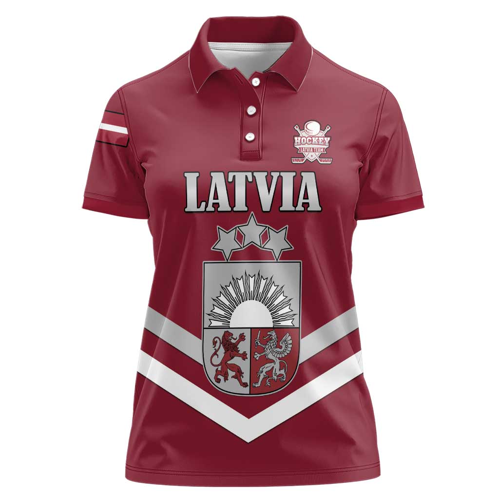 Custom Latvia Ice Hockey 2026 Women Polo Shirt Never Backs Down