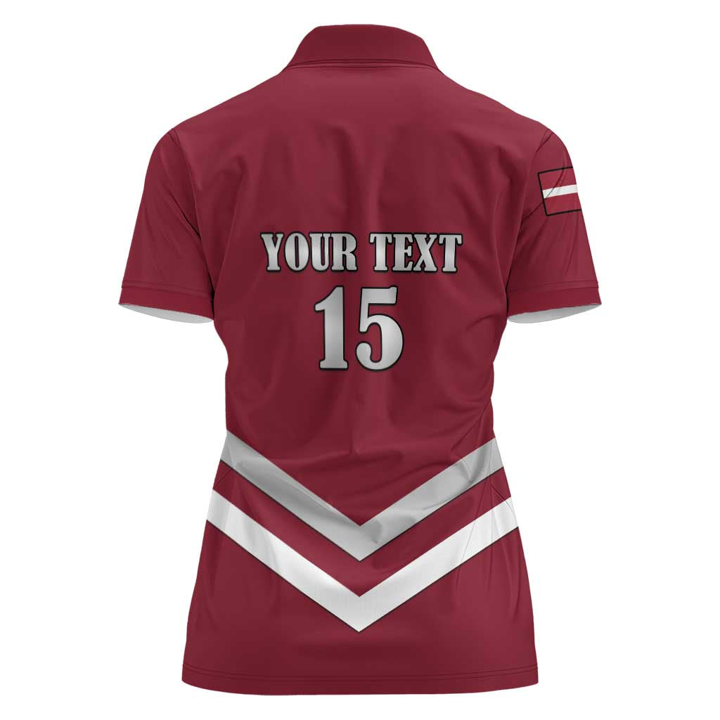 Custom Latvia Ice Hockey 2026 Women Polo Shirt Never Backs Down