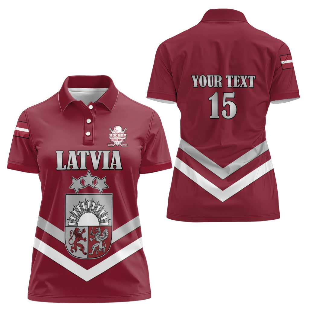 Custom Latvia Ice Hockey 2026 Women Polo Shirt Never Backs Down