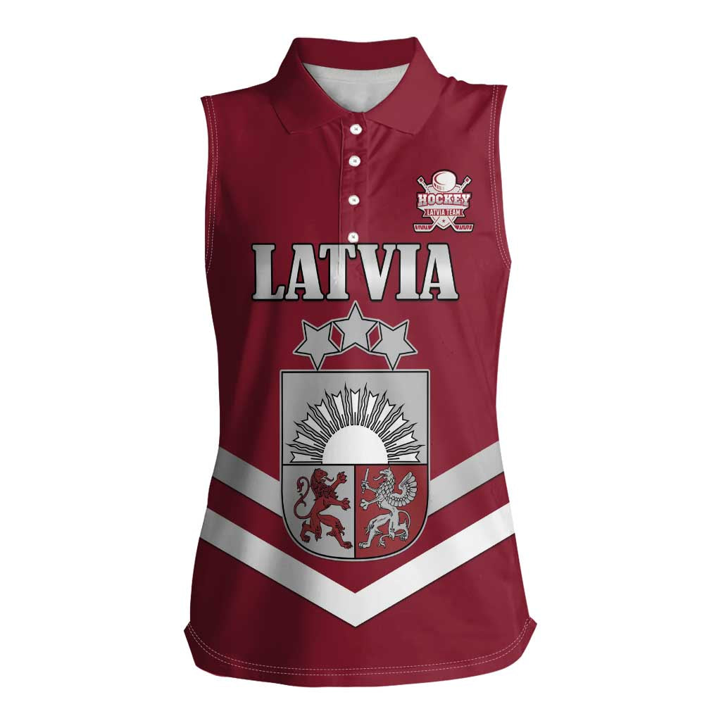 Custom Latvia Ice Hockey 2026 Women Sleeveless Polo Shirt Never Backs Down