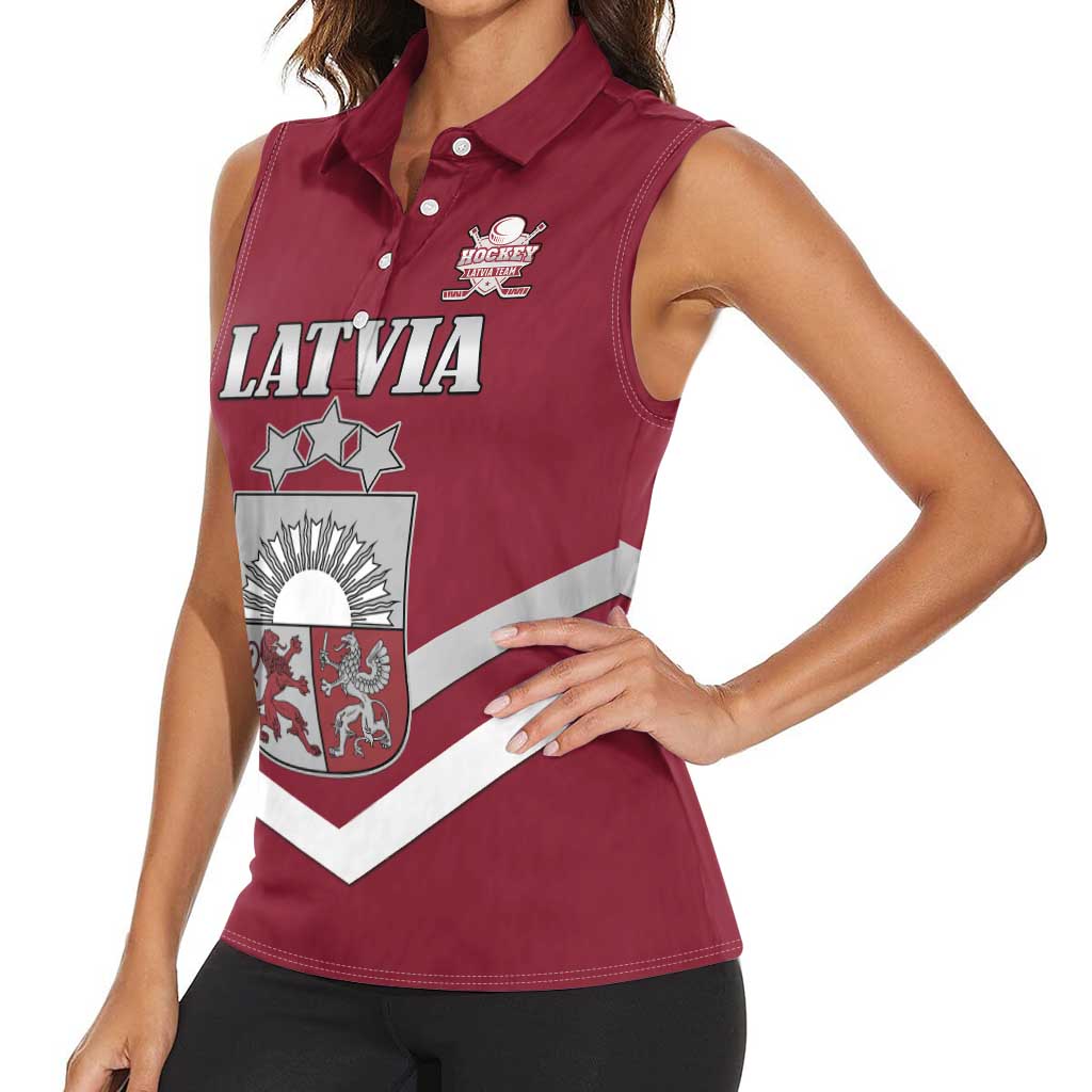 Custom Latvia Ice Hockey 2026 Women Sleeveless Polo Shirt Never Backs Down