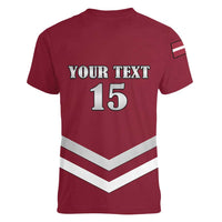 Custom Latvia Ice Hockey 2026 Women V-Neck T-Shirt Never Backs Down