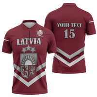 Custom Latvia Ice Hockey 2026 Zipper Polo Shirt Never Backs Down