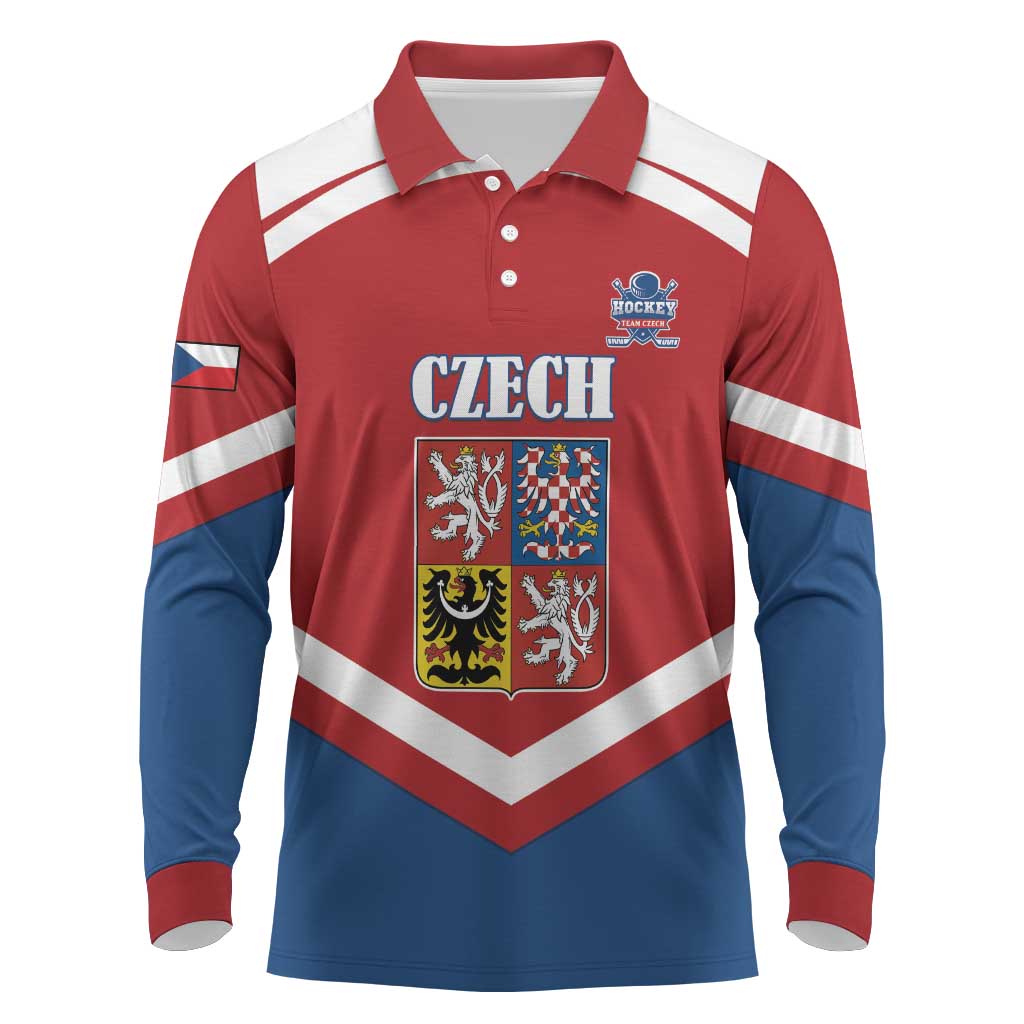 Custom Czech Ice Hockey 2026 Long Sleeve Polo Shirt Go Champions