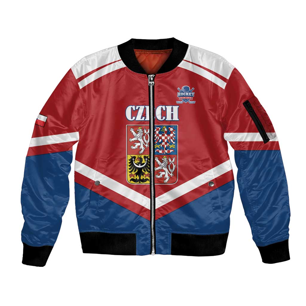 Custom Czech Ice Hockey 2026 Sleeve Zip Bomber Jacket Go Champions