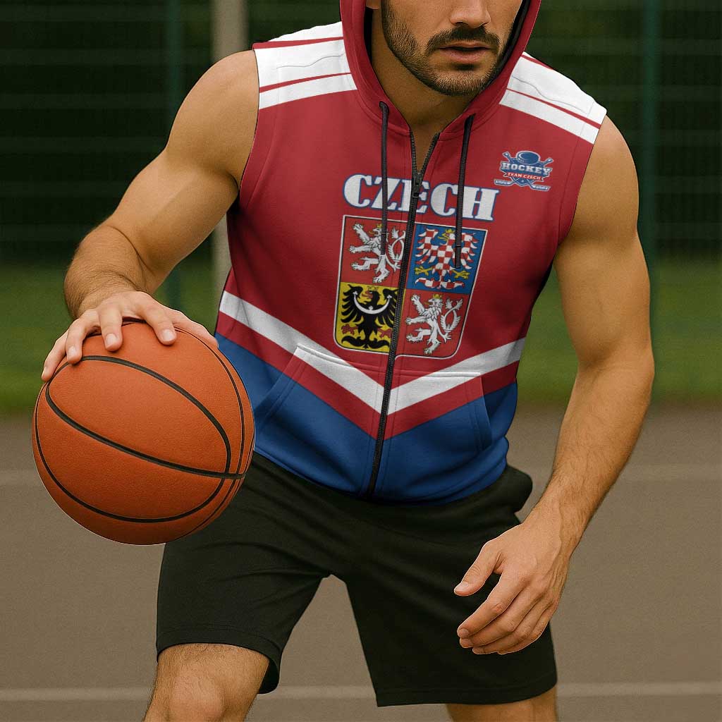 Custom Czech Ice Hockey 2026 Sleeveless Zip Hoodie Go Champions