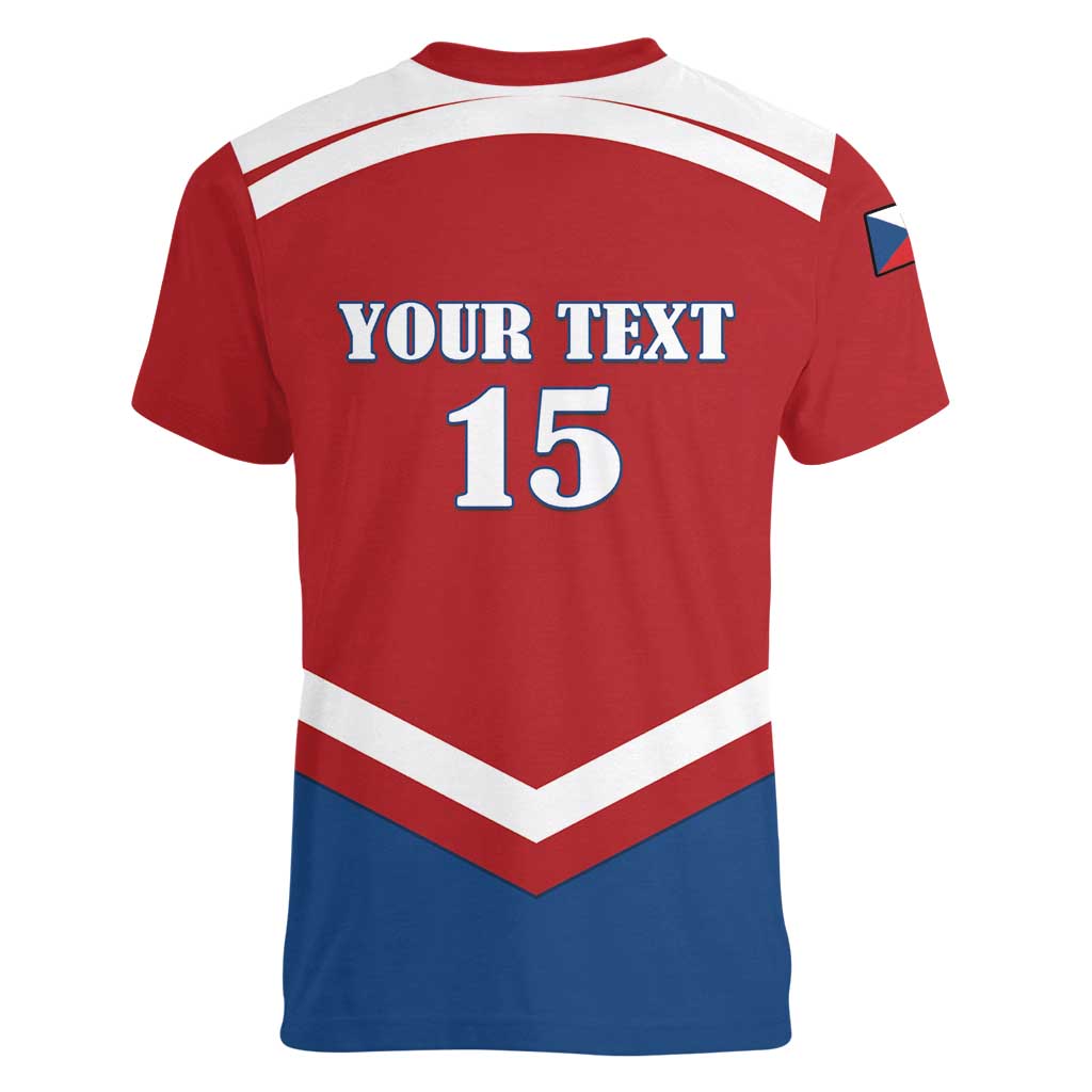 Custom Czech Ice Hockey 2026 Women V-Neck T-Shirt Go Champions