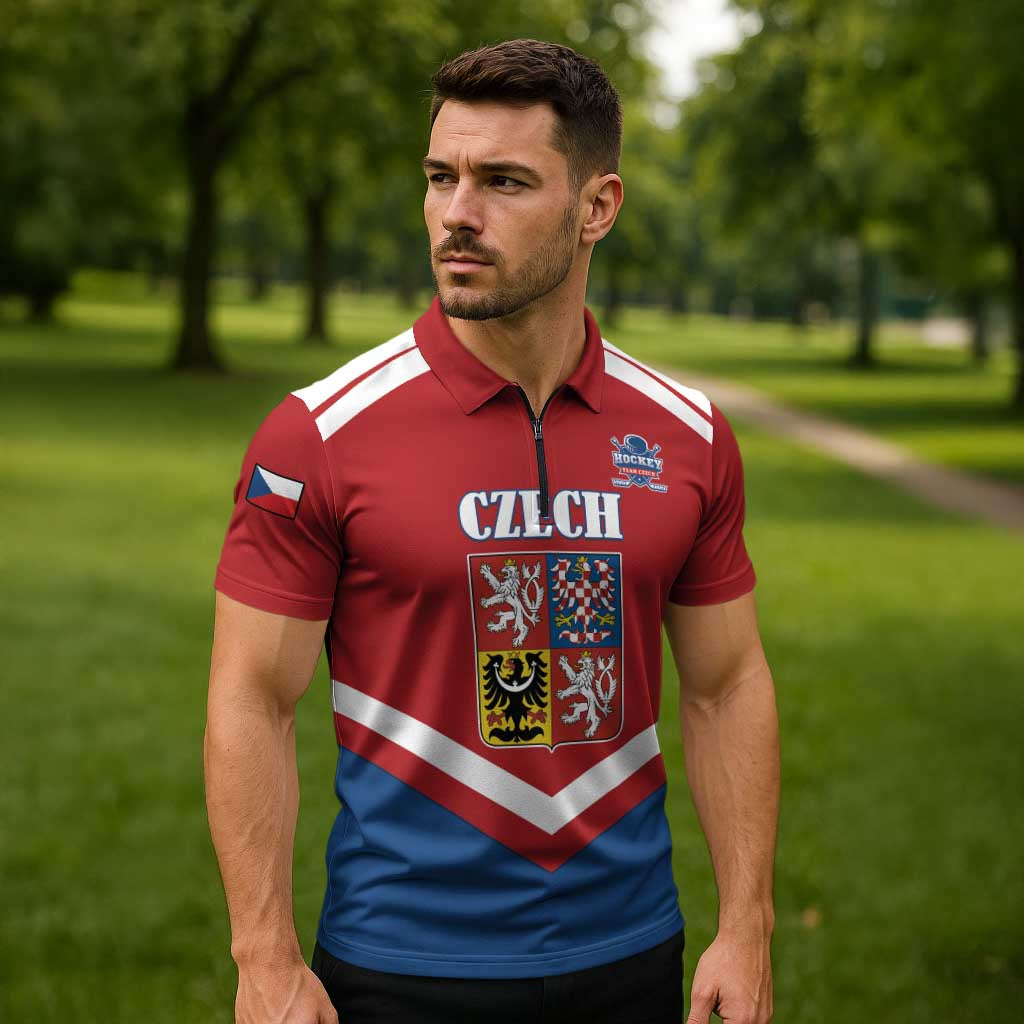 Custom Czech Ice Hockey 2026 Zipper Polo Shirt Go Champions