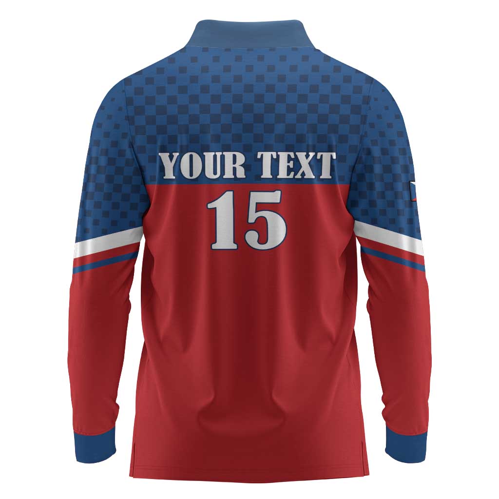 Custom Czech Ice Hockey 2026 Long Sleeve Polo Shirt Never Backs Down