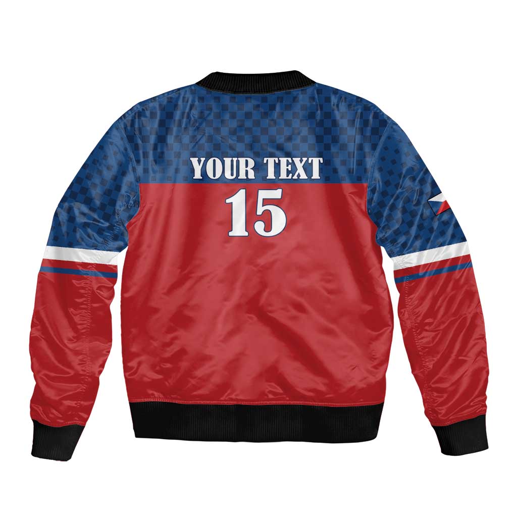 Custom Czech Ice Hockey 2026 Sleeve Zip Bomber Jacket Never Backs Down