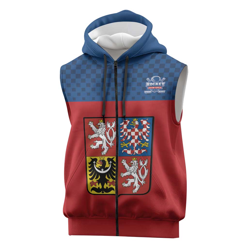 Custom Czech Ice Hockey 2026 Sleeveless Zip Hoodie Never Backs Down