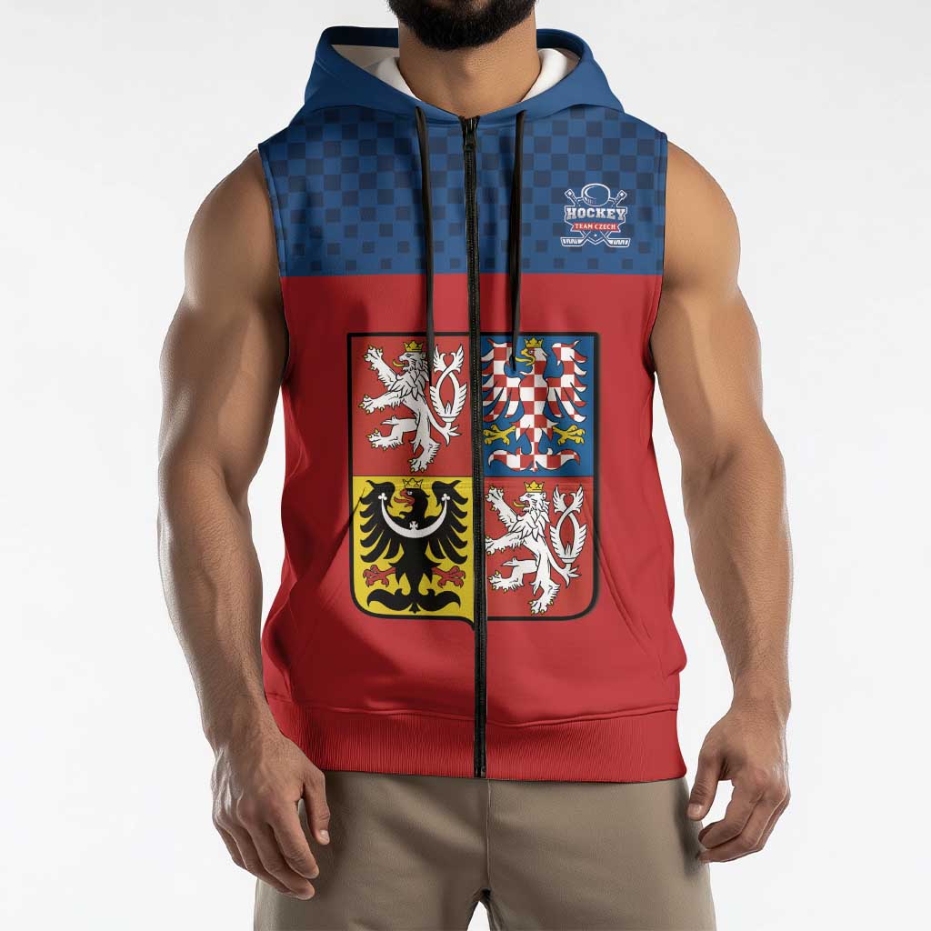 Custom Czech Ice Hockey 2026 Sleeveless Zip Hoodie Never Backs Down