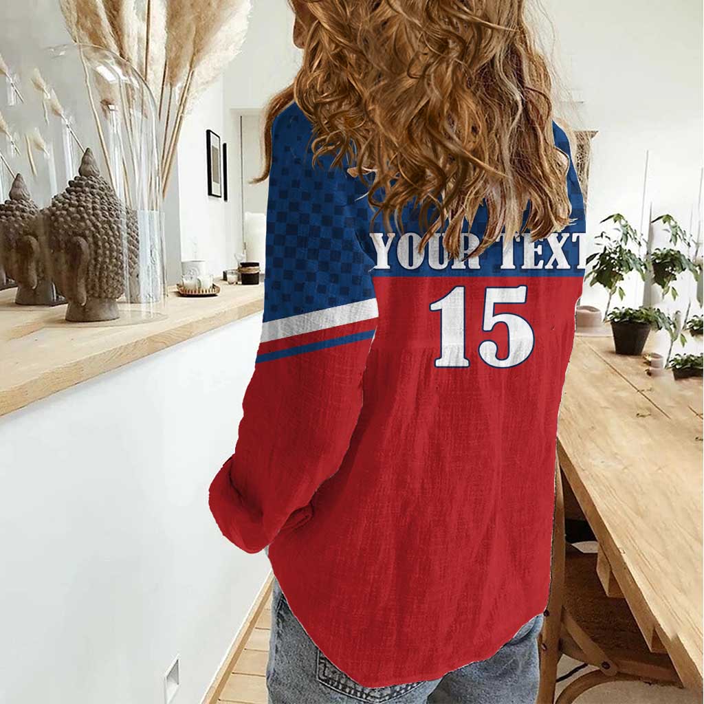 Custom Czech Ice Hockey 2026 Women Casual Shirt Never Backs Down