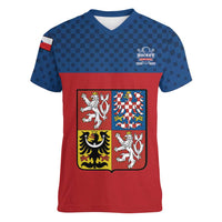 Custom Czech Ice Hockey 2026 Women V-Neck T-Shirt Never Backs Down