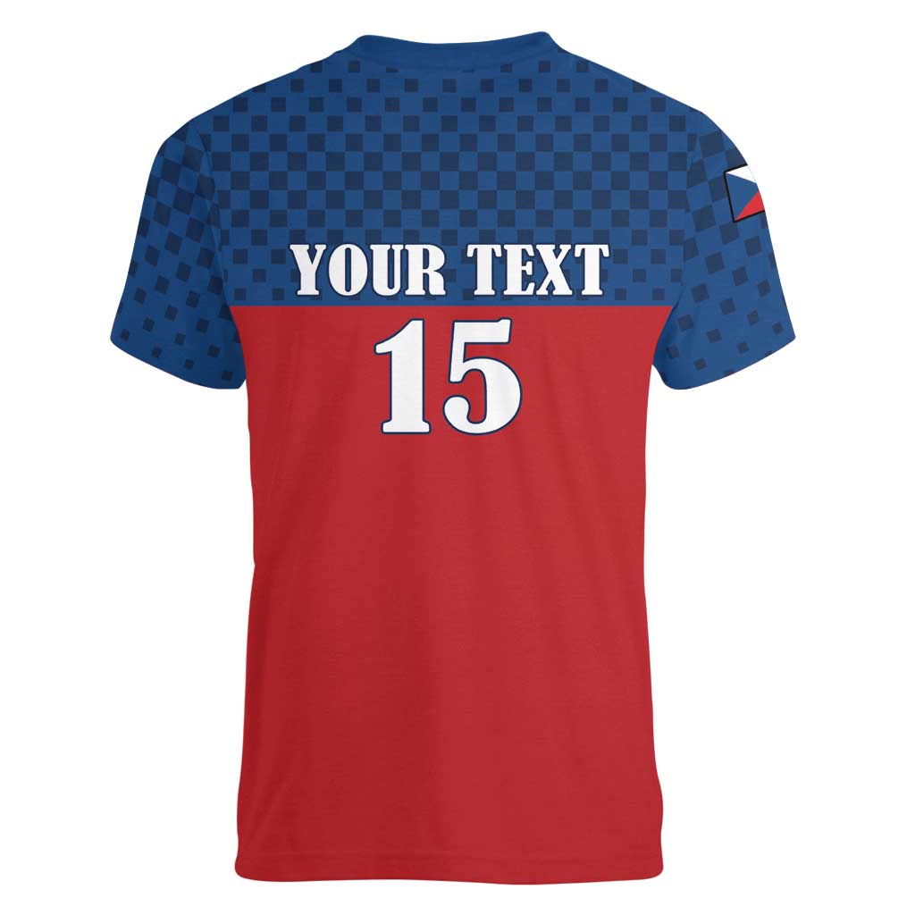 Custom Czech Ice Hockey 2026 Women V-Neck T-Shirt Never Backs Down