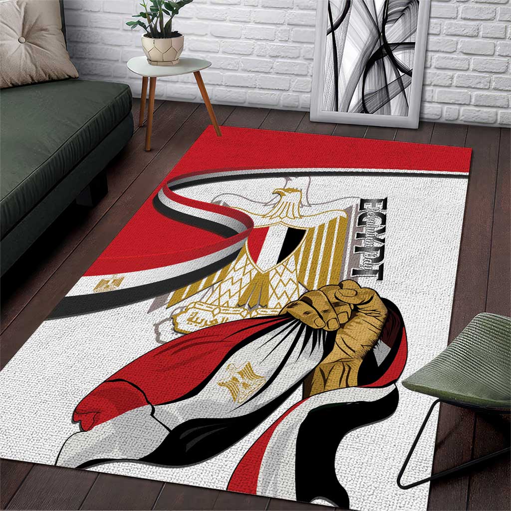 Egypt Revolution Day Area Rug Coat Of Arms With Flag