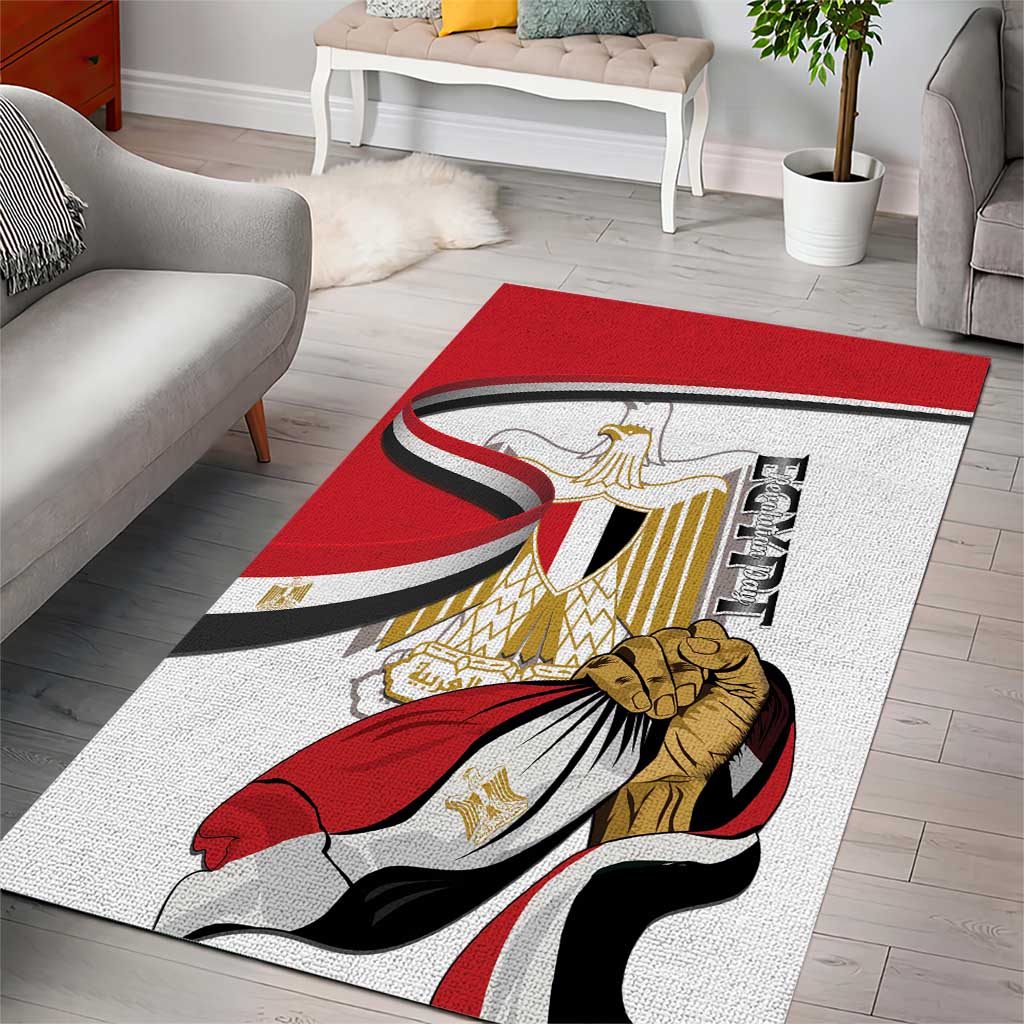 Egypt Revolution Day Area Rug Coat Of Arms With Flag