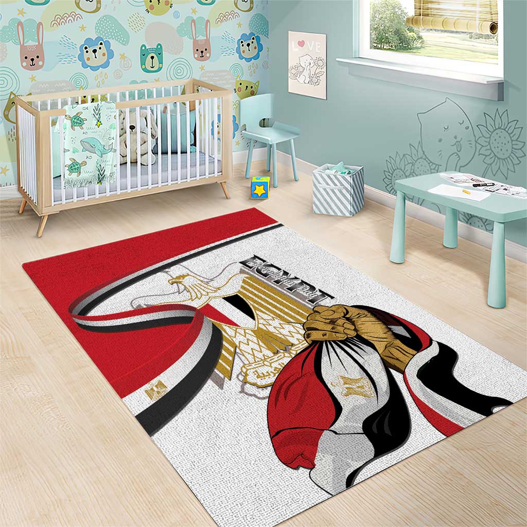 Egypt Revolution Day Area Rug Coat Of Arms With Flag