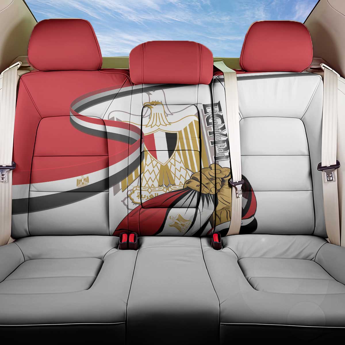 Egypt Revolution Day Back Car Seat Cover Coat Of Arms With Flag