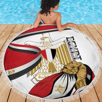 Egypt Revolution Day Beach Blanket Coat Of Arms With Flag
