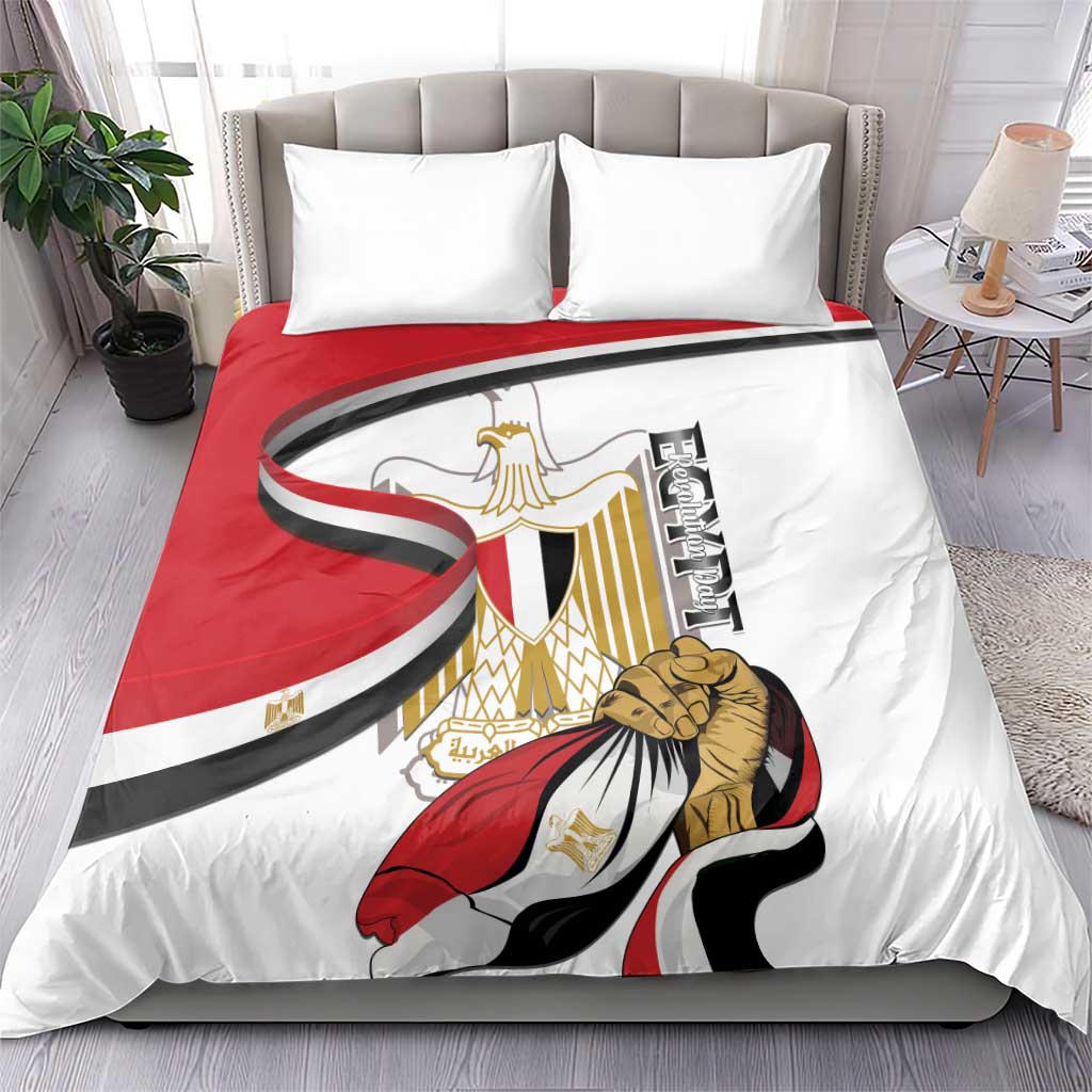 Egypt Revolution Day Bedding Set Coat Of Arms With Flag