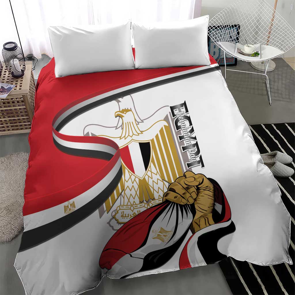 Egypt Revolution Day Bedding Set Coat Of Arms With Flag