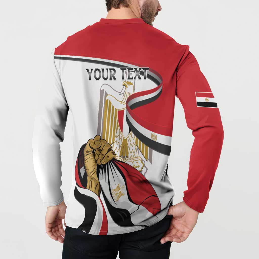 Personalized Egypt Revolution Day Button Sweatshirt Coat Of Arms With Flag