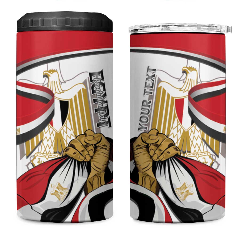Personalized Egypt Revolution Day 4 in 1 Can Cooler Tumbler Coat Of Arms With Flag
