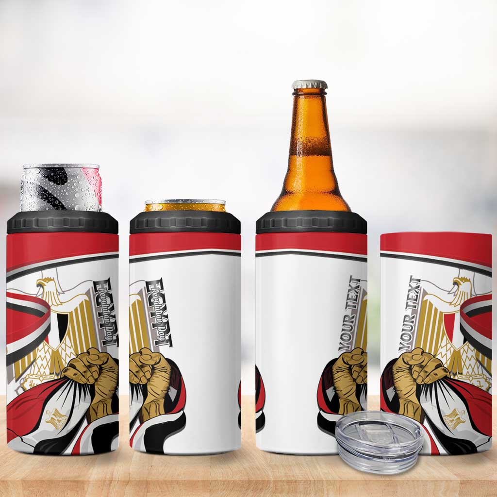Personalized Egypt Revolution Day 4 in 1 Can Cooler Tumbler Coat Of Arms With Flag