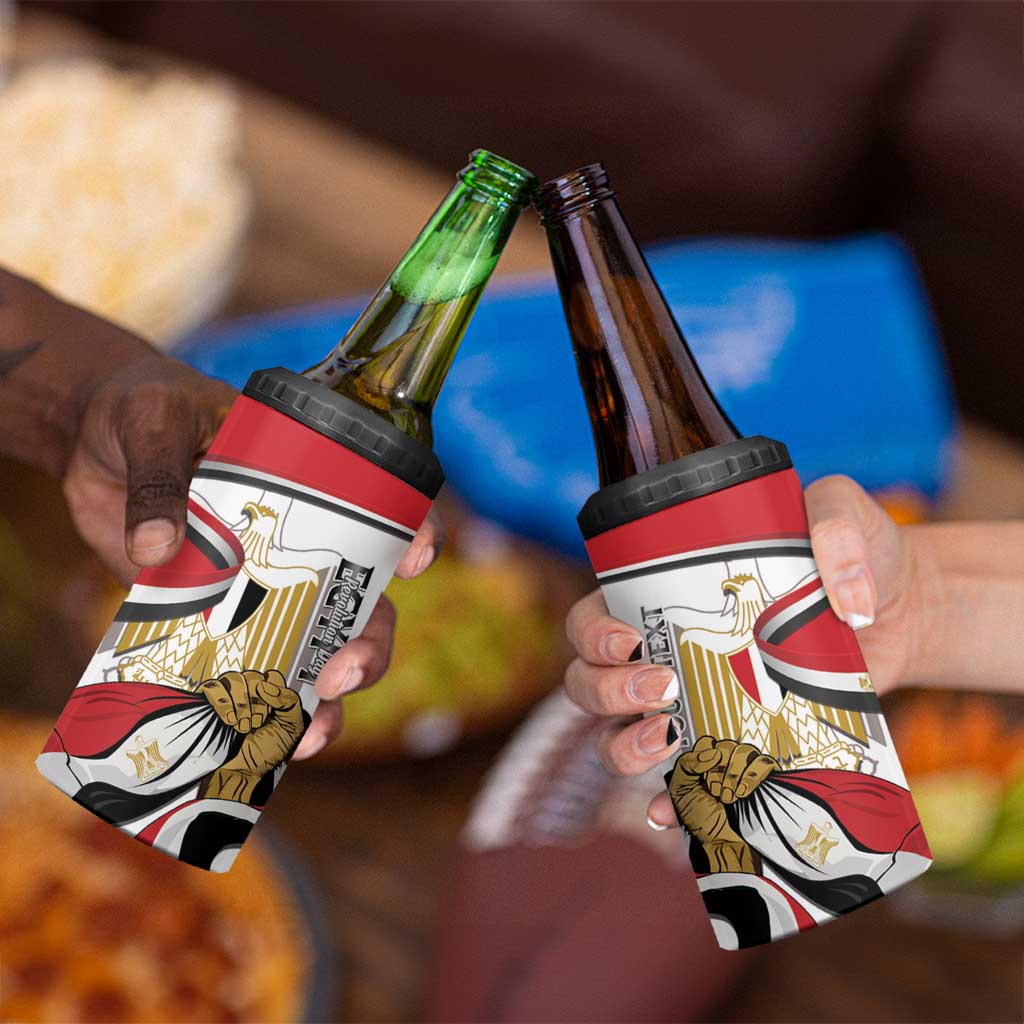 Personalized Egypt Revolution Day 4 in 1 Can Cooler Tumbler Coat Of Arms With Flag